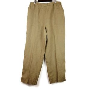 Marina Rinaldi Sport Olive Green Linen Wide Leg Pants Plus sz 14
